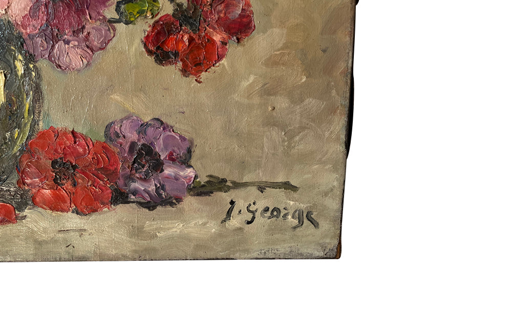 SIGNED STILL LIFE PAINTING OF ANEMONES BY JULIETTE GEORGE