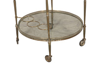 Mid century French, brass & glass drinks trolley with 3 bottle holder - French Mid Century Furniture
