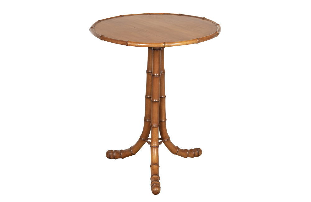 French  faux bamboo , antique tilt top occasional table with tripod base