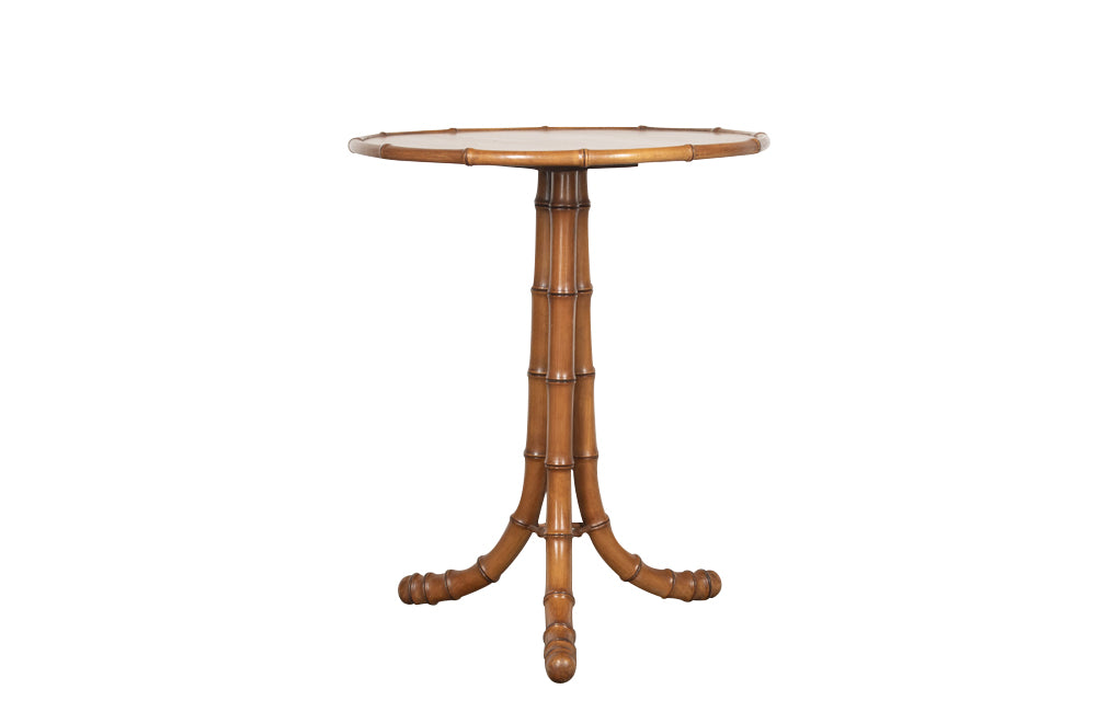 French faux bamboo , antique tilt top occasional table with tripod base