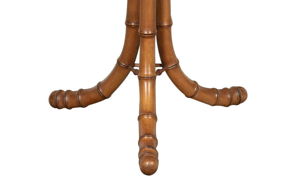 French faux bamboo , antique tilt top occasional table with tripod base