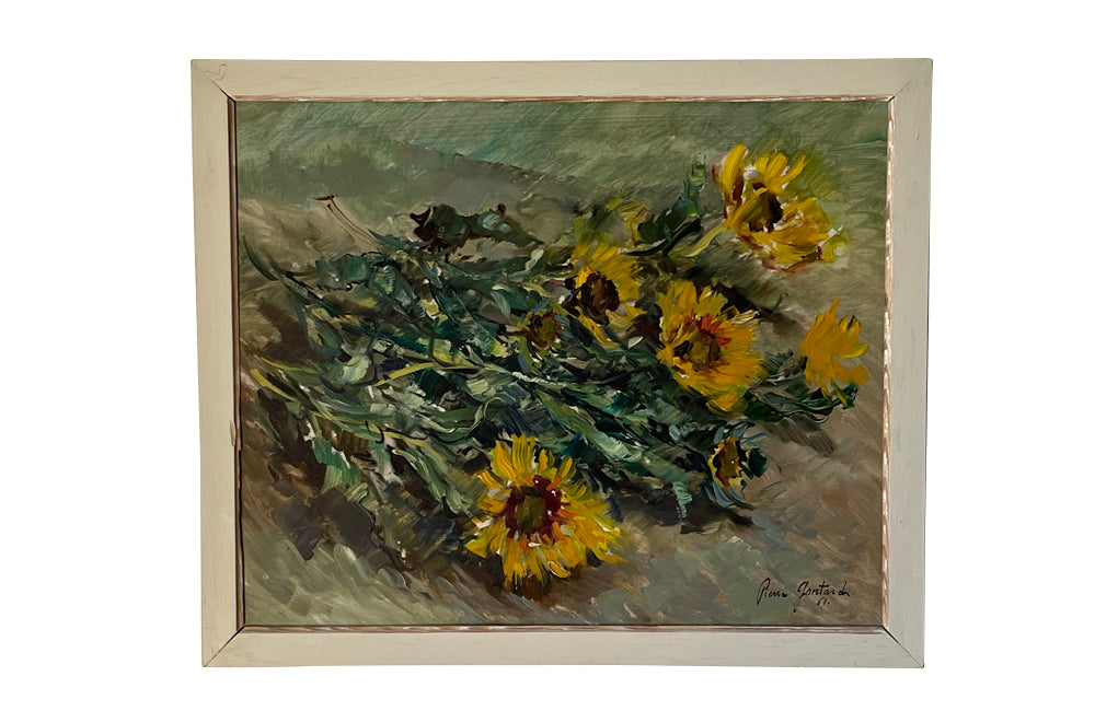 French Still Life Painting of 'Sunflowers' By Pierre Gontard
