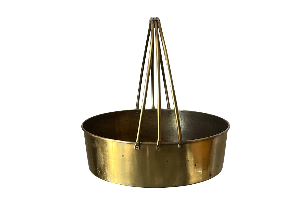 20th Century round basket of large proportion with triple band handle.