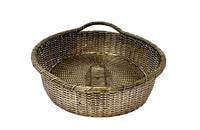 20th century oval French silver plate woven bread basket with two handles.