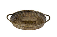 20th century oval French silver plate woven bread basket with two handles.
