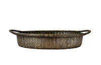 20th century oval French silver plate woven bread basket with two handles.