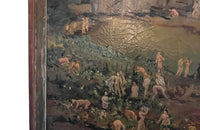 20th Century oil on canvas painting of grape pickers harvesting grapes in Provence, the south of France.