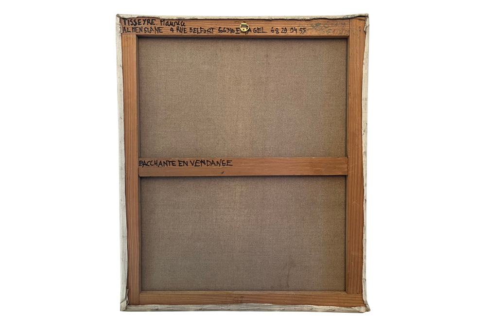 colourful and amusing 20th Century painting of a grape harvest