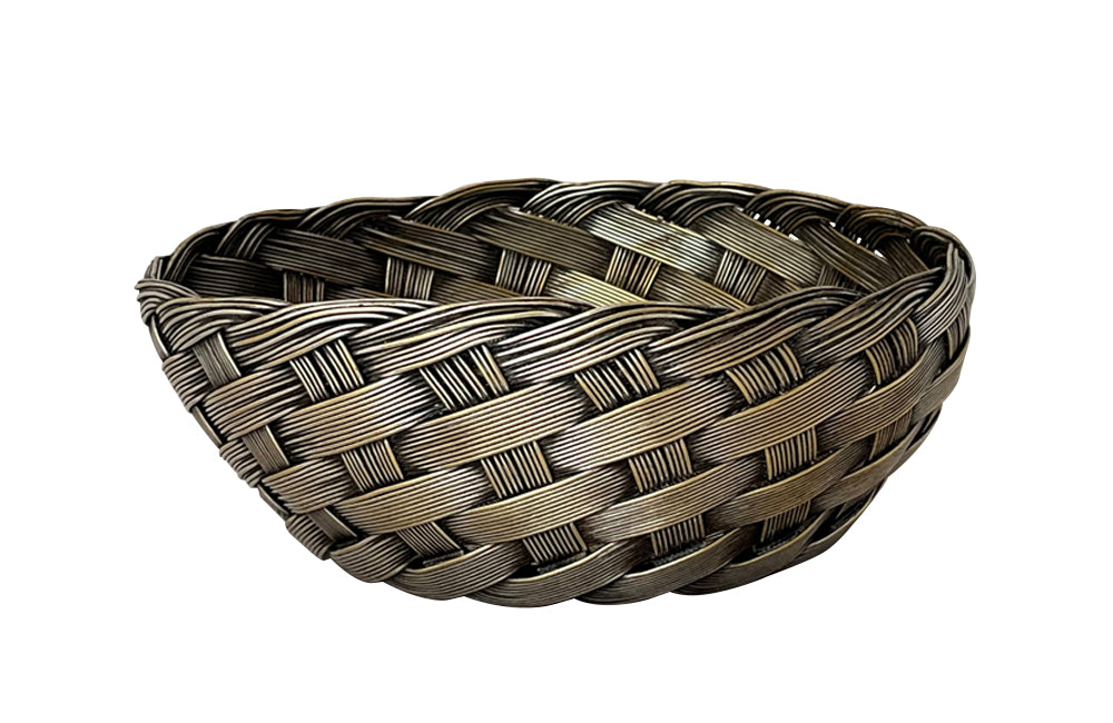 20th century round French silver plate woven bread basket.