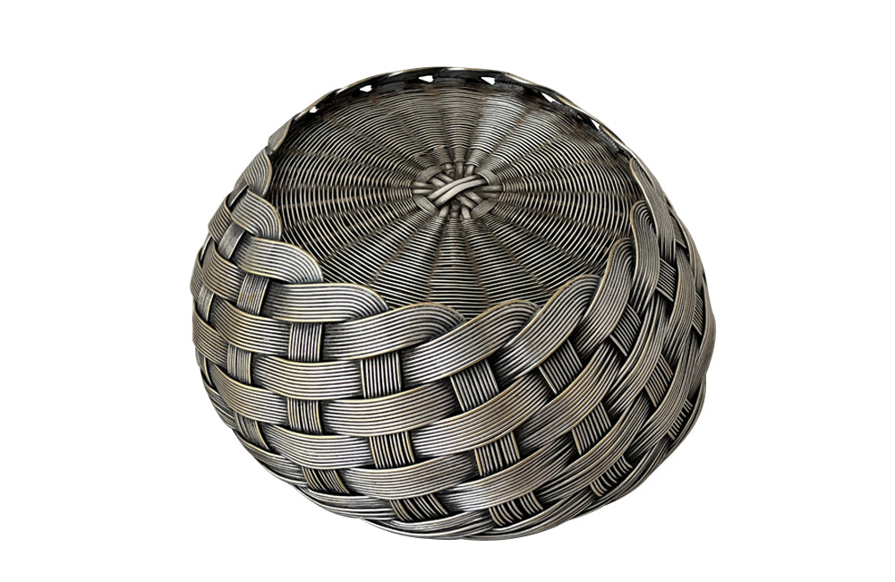 20th century round French silver plate woven bread basket.