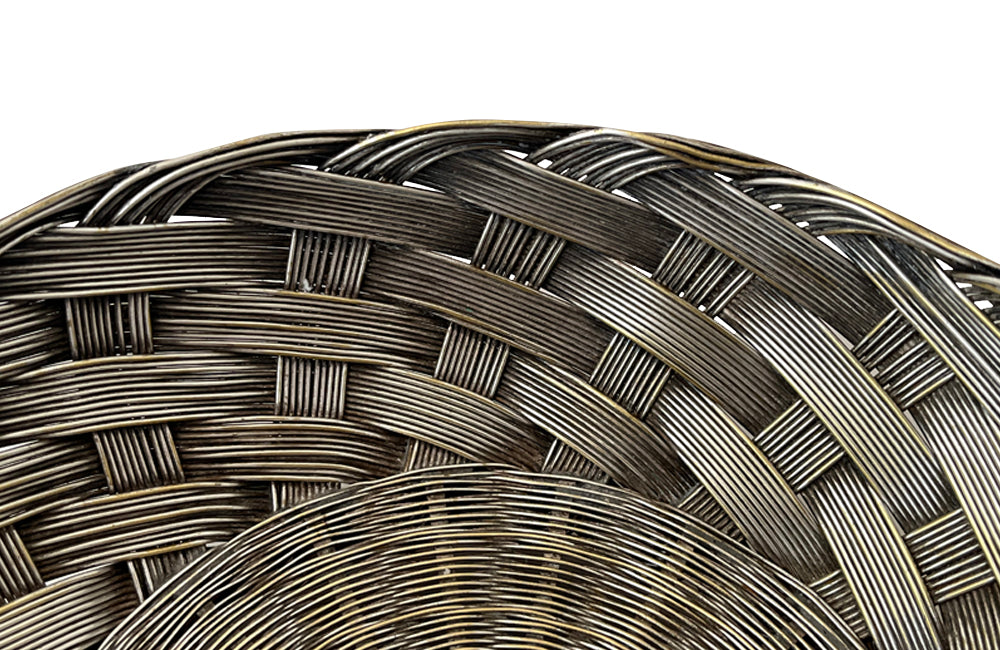20th century round French silver plate woven bread basket.