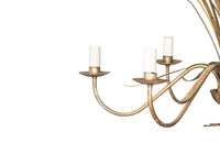 Spanish gilt metal, bulrush chandelier with six branches .