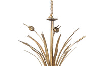Spanish gilt metal, bulrush chandelier with six branches .