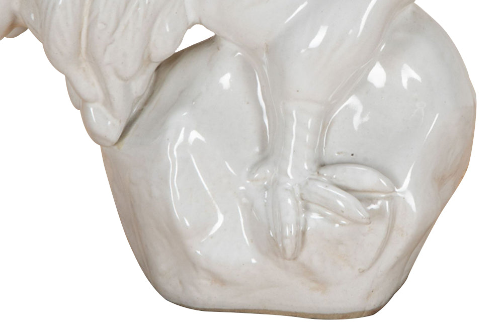 Mid century white ceramic rooster French - Decorative Antiques