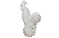Mid century white ceramic rooster French - Decorative Antiques