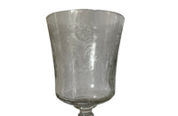 BEAUTIFUL SET OF NINE ETCHED WINE GLASSES