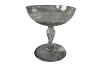 Beautiful set of 11 French champagne coupes decorated with a neo-classical etched design featuring galands of flowers.  c.1900