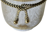 Chic, silverplate champagne bucket with brass banding and rope tassle decoration. Stamped E.P.N.S India.