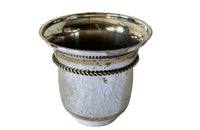 Chic, silverplate champagne bucket with brass banding and rope tassle decoration. Stamped E.P.N.S India.
