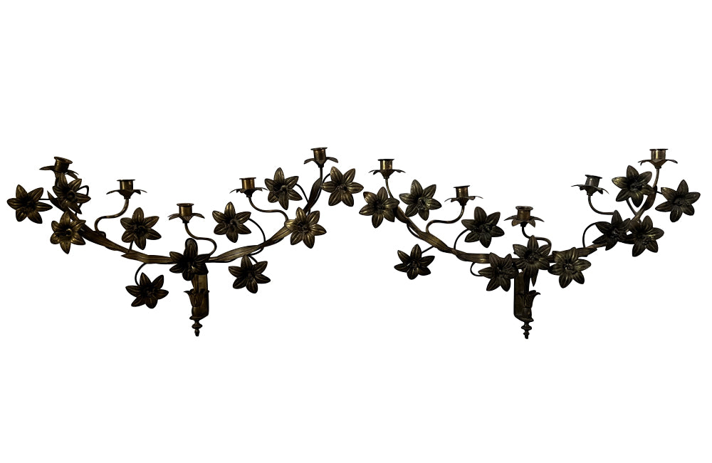 Pair of large French ecclesiastical wall lights - French Antiques - Antique Lighting -  AD & PS Antiques