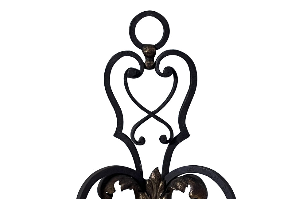 A pair of Antique French iron and gilt iron wall sconces with glass drops - Antique Lighting - Decorative Antiques - AD & PS Antiques