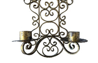 Pair of mid 20th Century Spanish gilt scroll work iron wall sconces.