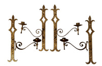 Set of 20th century Spanish decorative four gilt iron wall appliques.