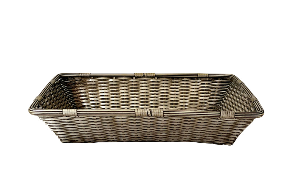 Elegant, mid century rectangular French silver plate basket.