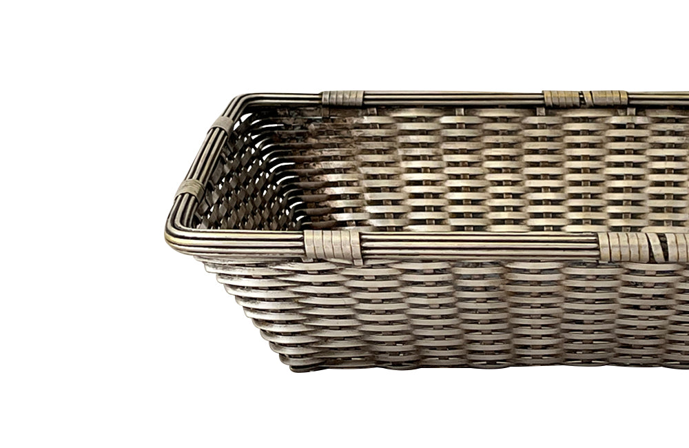 Elegant, mid century rectangular French silver plate basket.