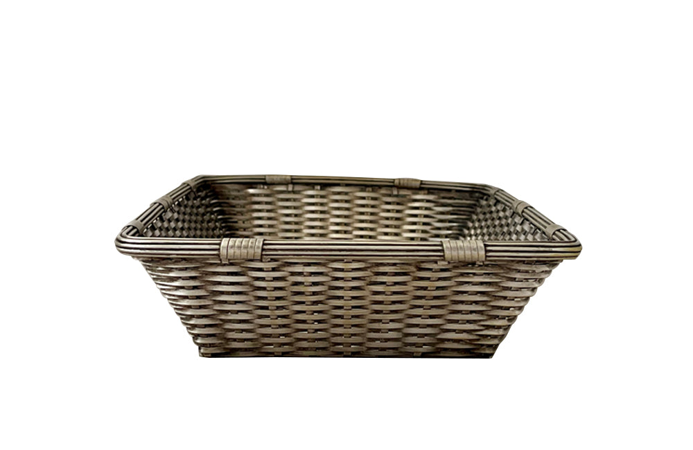 Elegant, mid century rectangular French silver plate basket.