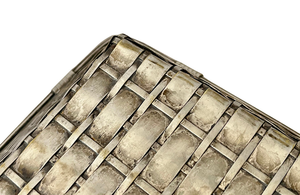 Elegant, mid century rectangular French silver plate basket.