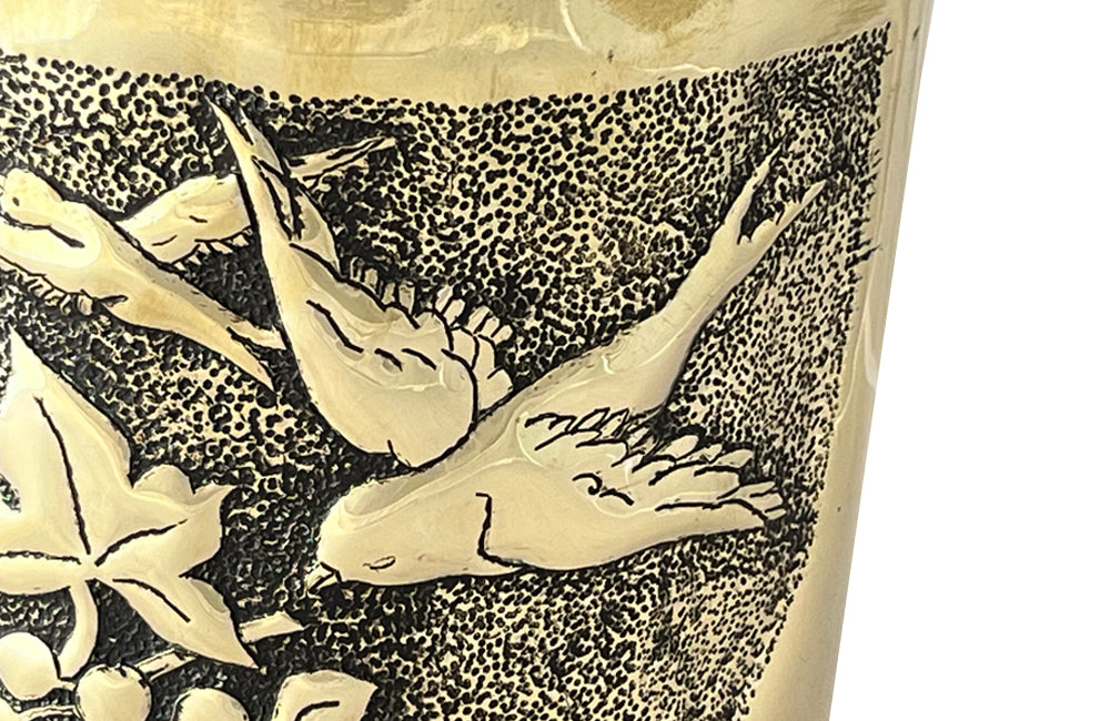 Antique brass shell casing dating to the First World War and fashioned into a wine cooler or cache pot.