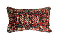 Feather filled, cushion made with early 20th Century carpet and antique hemp.