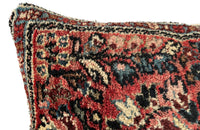 Feather filled, cushion made with early 20th Century carpet and antique hemp.