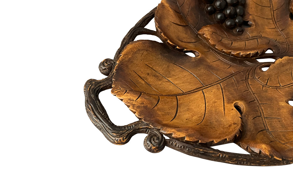 CARVED WOOD GRAPE TRAY BY RUEF