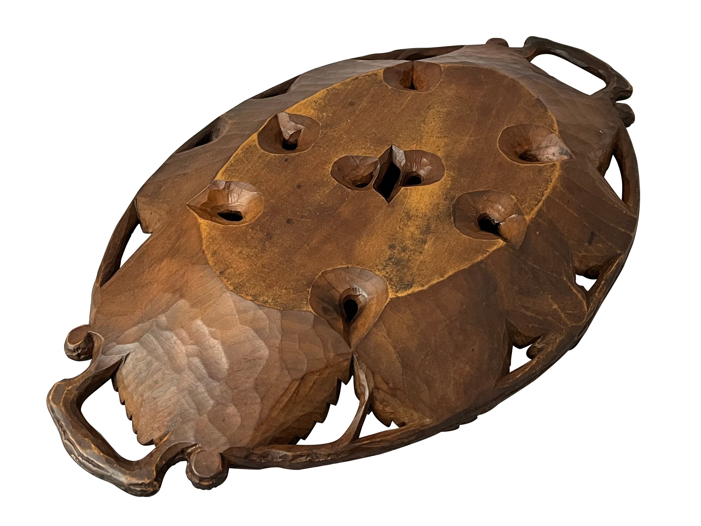 CARVED WOOD GRAPE TRAY BY RUEF