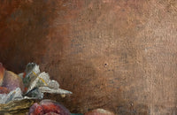 Vintage french still life oil painting of basket of peaches - vintage french wall art