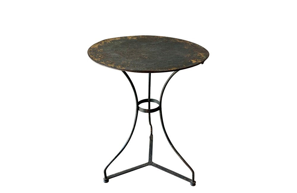 French iron round garden table with remnants of original paint circa 1900