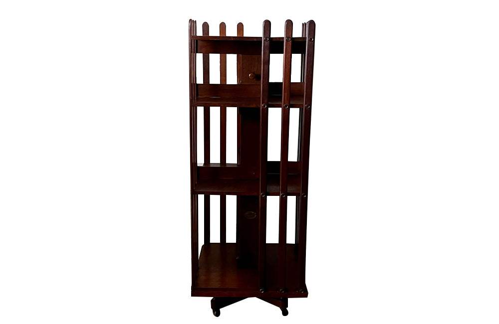 Antique Rotating mahogany bookcase by E.M.Terquem, Paris - French Antique Furniture