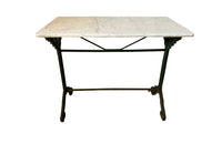 Art Deco green bistro table with marble top - Antique Garden Table