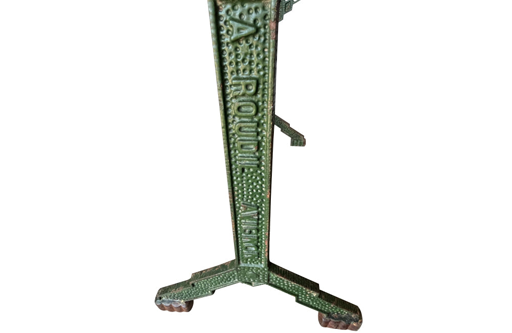 Art Deco green bistro table with marble top - Antique Garden Table