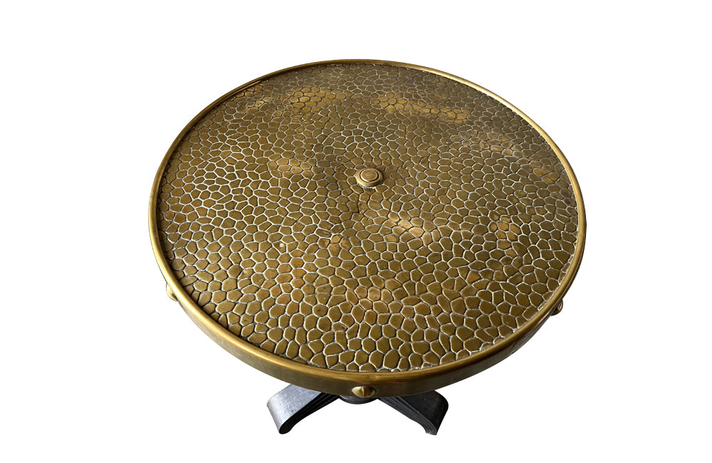 French Art Deco style iron bistro table.