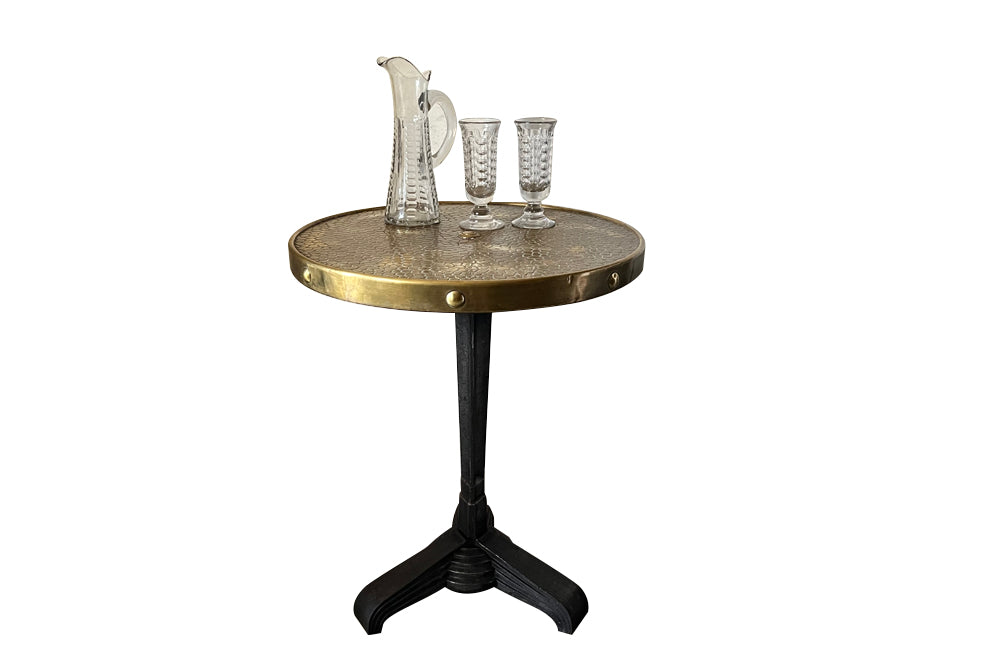 French Art Deco style iron bistro table.