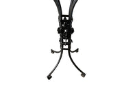Tall black iron Art Deco plant stand in the manner of Edgar Brandt. Rose ornamentation to all sides of support. Circa 1930