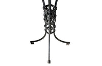 Tall black iron Art Deco plant stand in the manner of Edgar Brandt. Rose ornamentation to all sides of support. Circa 1930