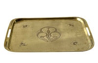 Hammered brass Aesthetic Movement serving tray with integrated handles circa 1900