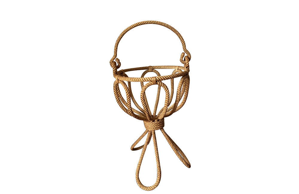 Mid Century Rope basket or plant holder by Audoux Minet 