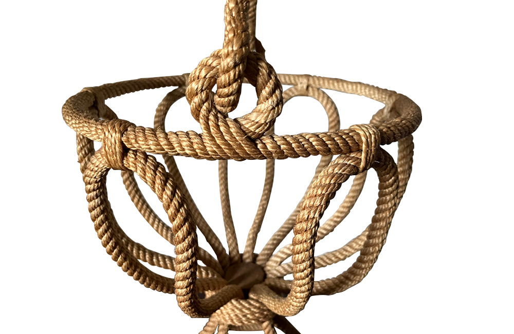 Mid Century Rope basket or plant holder by Audoux Minet