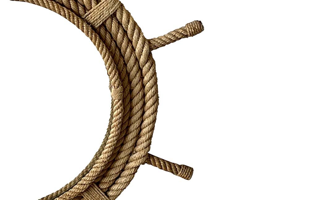 Audoux Minet nautical theme rope mirror Circa 1960, France