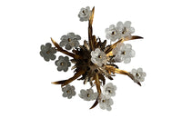 Mid Century ceiling light by Banci, Florence - Murano glass flowers and gilt metal foliate decoration - Mid Century Lighting